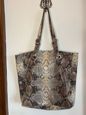 Leather Python-Print Tote. Made in Italy